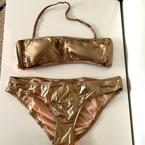 JCrew metallic gold bikini